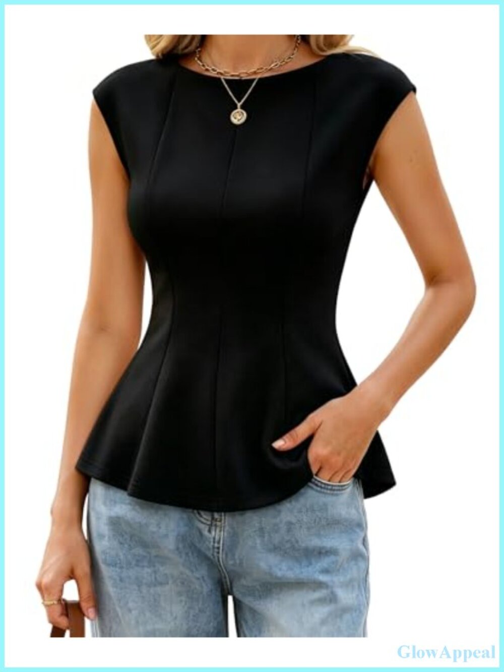Women's Peplum Blouse Business Casual Work Top Slim Fit